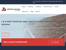 Tablet Screenshot of jbwestroofing.com
